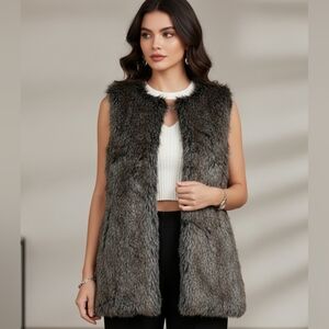 Banana Republic Gray  Faux Fur Vest